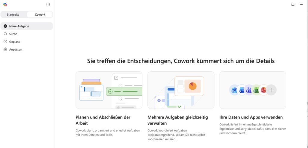 Ein Screenshot von Copilot Cowork - ein weiterer Schritt vom KI-Chat hin zum digitalen Arbeitsassistenten.