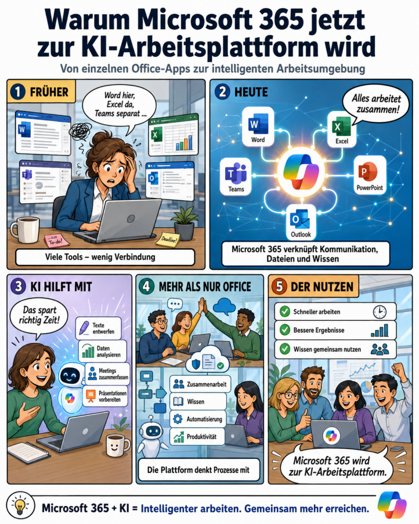 Comic:Warum Microsoft 365 jetzt zur KI-Arbeitsplattform wird