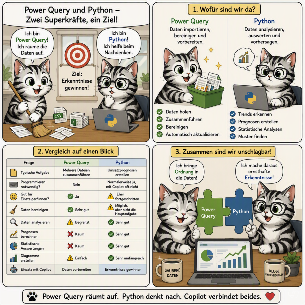 Power Query oder Python? Das fragen sich Katzen im Katzenbüro